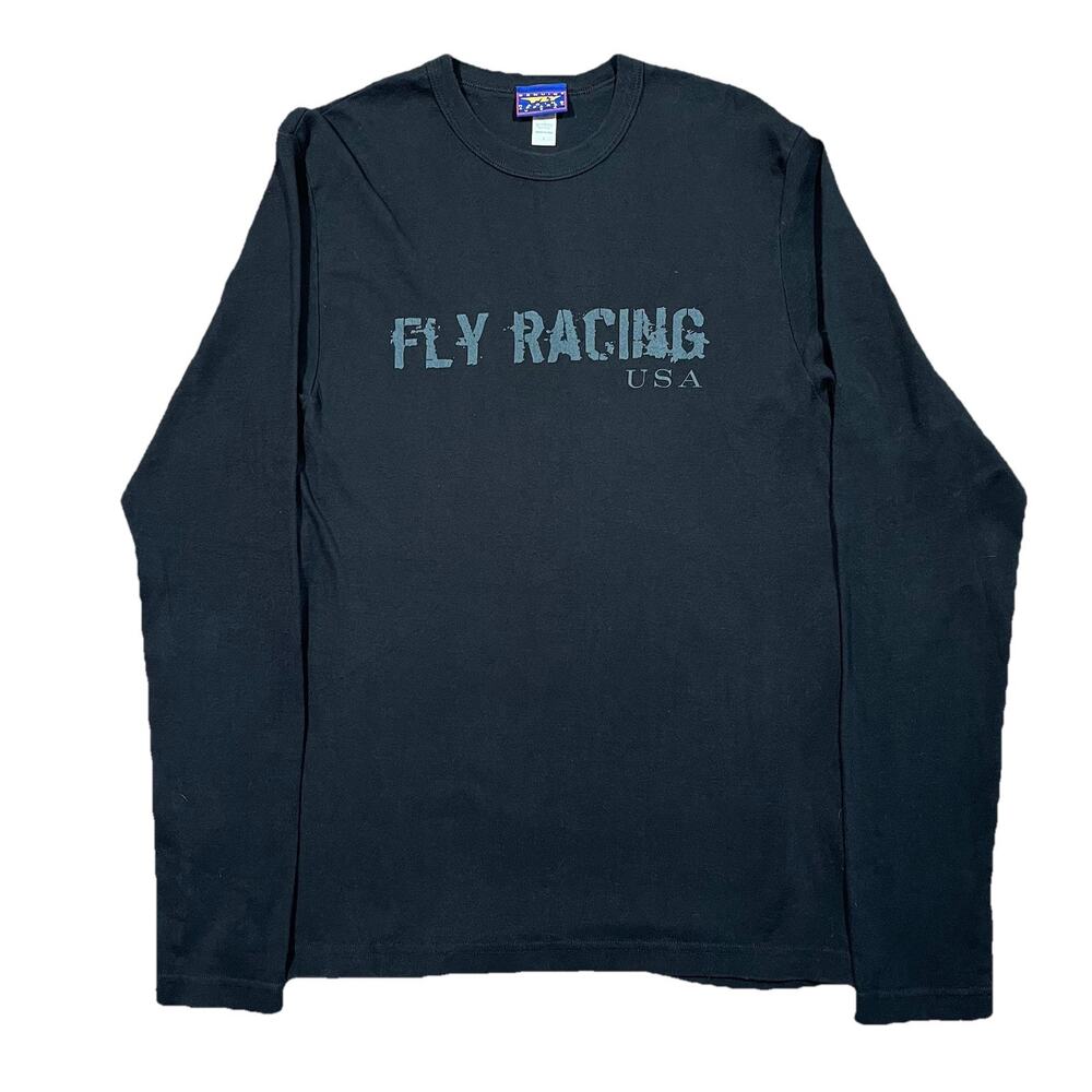 Fly Racing USA Long Sleeve Shirt Black Y2K Made USA Size M